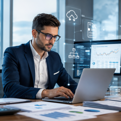 Canadian accounting professional using financial technology and cloud accounting software