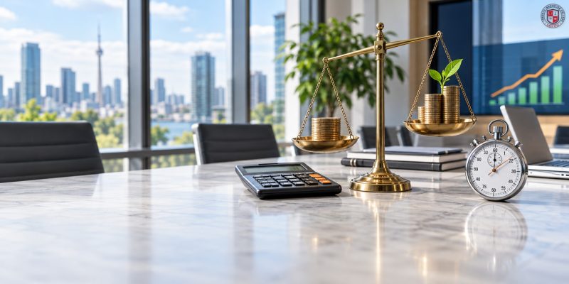 Canadian business team reviewing AI training ROI and employee productivity metrics